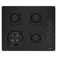 Black Gas-On-Glass Cooktop with Wok Burner  - 600mm