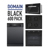 Black 60cm Kitchen Pack! Cooktop, Oven, Rangehood, Dishwasher