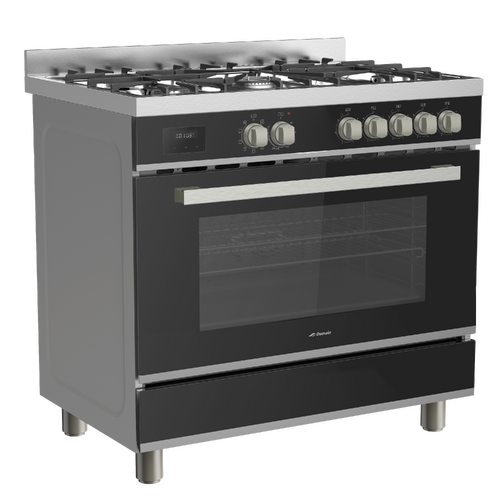 9 Function Black Glass Freestanding Cooker - 900mm