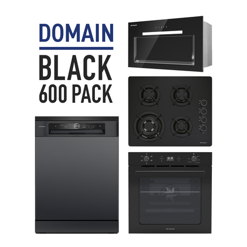 Black 60cm Kitchen Pack! Cooktop, Oven, Rangehood, Dishwasher